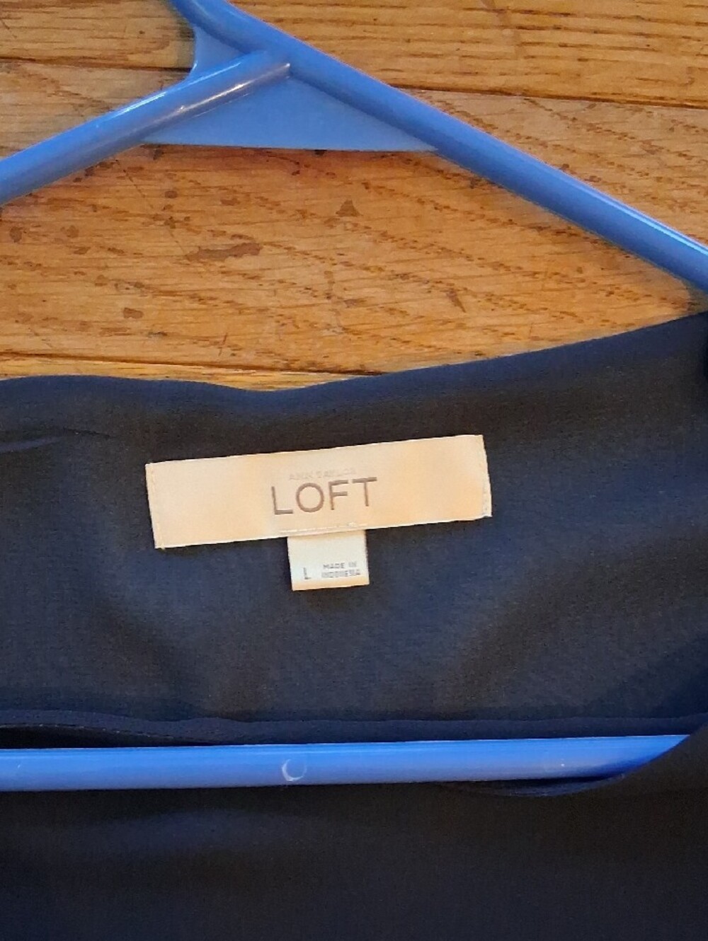 LOFT Lined Long Sleeve Navy Top, Size Large - Picture 2 of 5